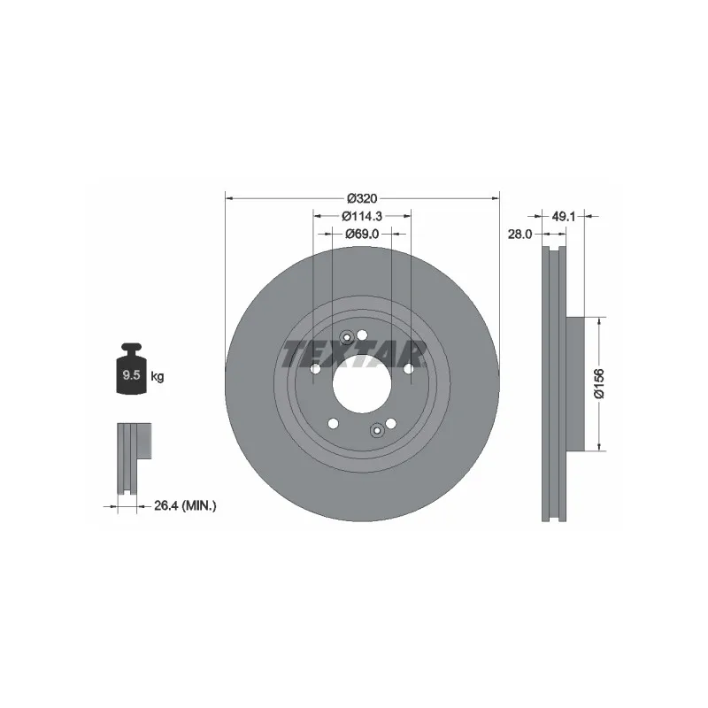 Jeu de 2 disques de frein avant TEXTAR 92281803