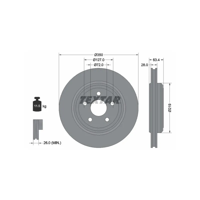Jeu de 2 disques de frein arrière TEXTAR 92282003