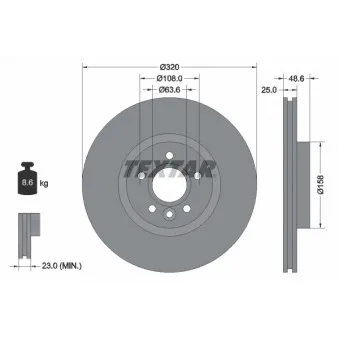 Jeu de 2 disques de frein avant TEXTAR 92282103