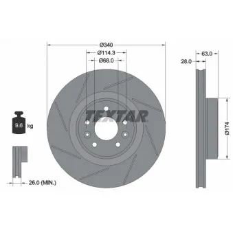 Jeu de 2 disques de frein avant TEXTAR 92282205