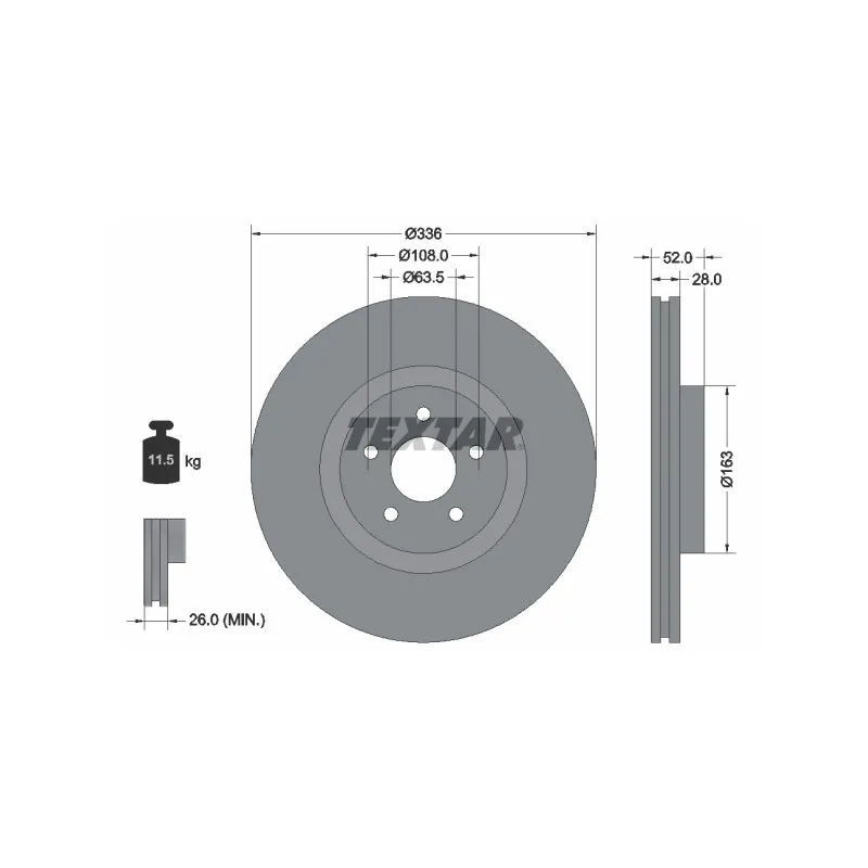 Jeu de 2 disques de frein avant TEXTAR 92282305