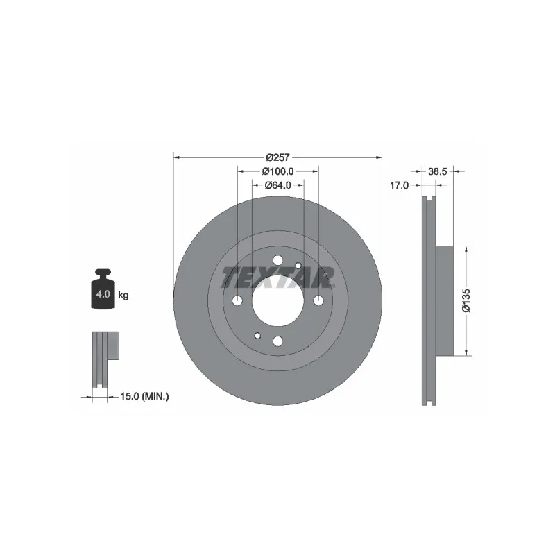 Jeu de 2 disques de frein avant TEXTAR 92282503