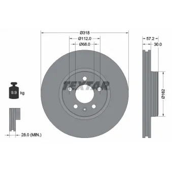 Jeu de 2 disques de frein avant TEXTAR 92282705