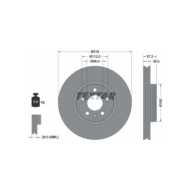 Jeu de 2 disques de frein avant TEXTAR 92282705