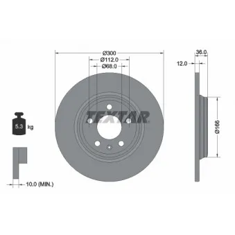 Jeu de 2 disques de frein arrière TEXTAR 92282803