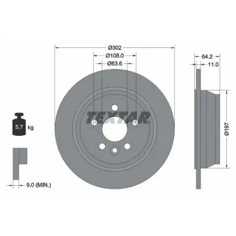 Jeu de 2 disques de frein arrière TEXTAR 92283003
