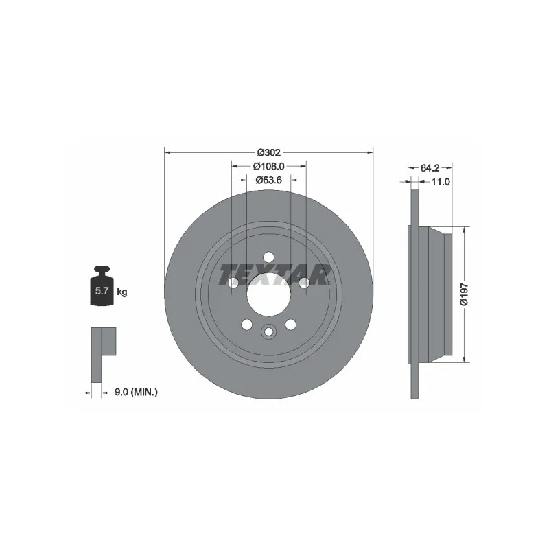 Jeu de 2 disques de frein arrière TEXTAR 92283003