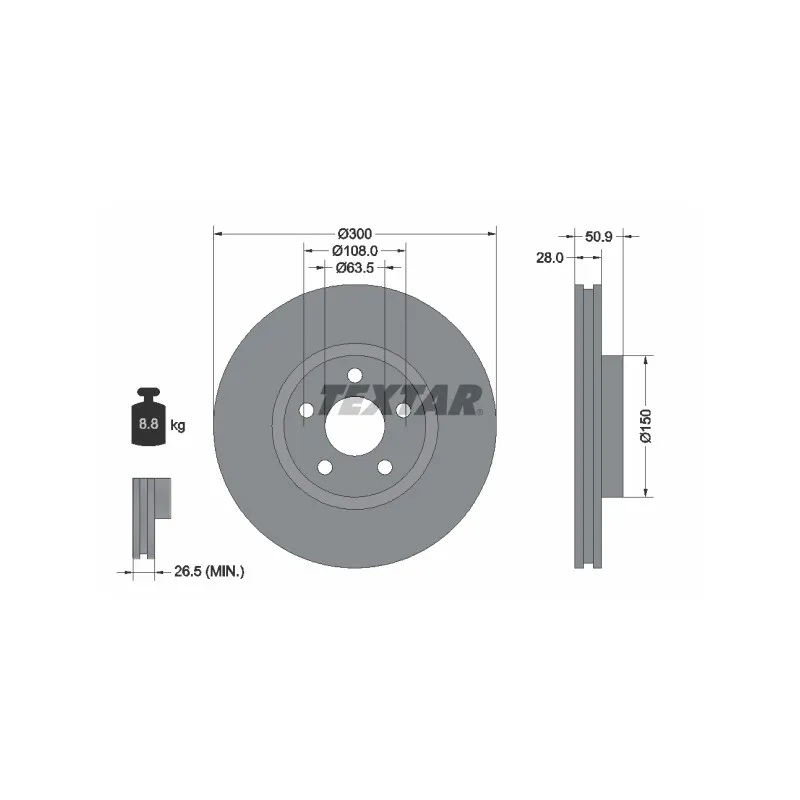 Jeu de 2 disques de frein avant TEXTAR 92283105