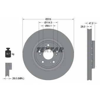 Jeu de 2 disques de frein avant TEXTAR 92283303