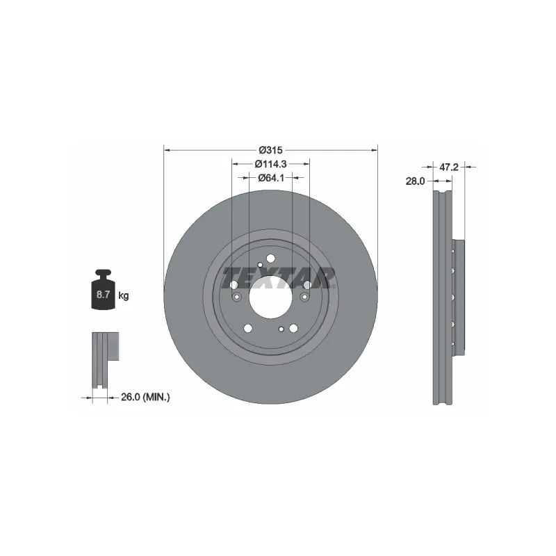 Jeu de 2 disques de frein avant TEXTAR 92283303