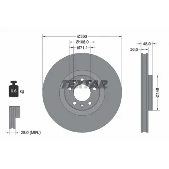 Jeu de 2 disques de frein avant TEXTAR 92283403