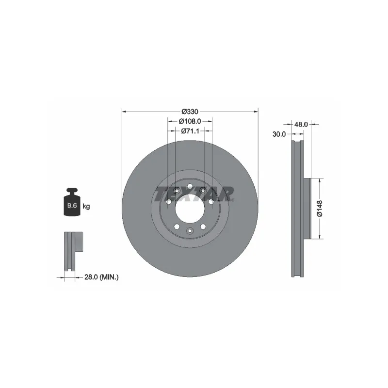 Jeu de 2 disques de frein avant TEXTAR 92283403