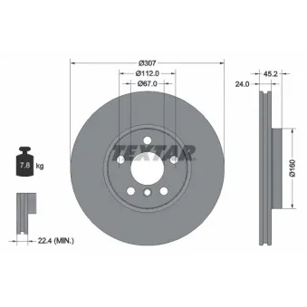 Jeu de 2 disques de frein avant TEXTAR 92283603