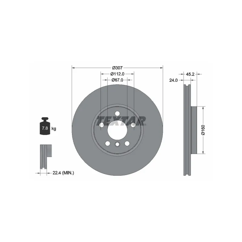 Jeu de 2 disques de frein avant TEXTAR 92283603
