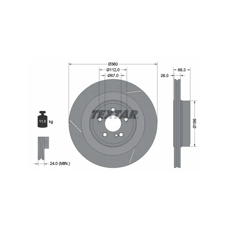 Jeu de 2 disques de frein arrière TEXTAR 92283805