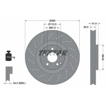 Jeu de 2 disques de frein avant TEXTAR 92283905