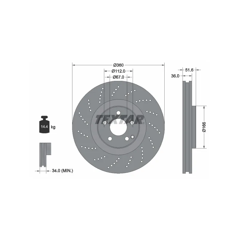 Jeu de 2 disques de frein avant TEXTAR 92283905