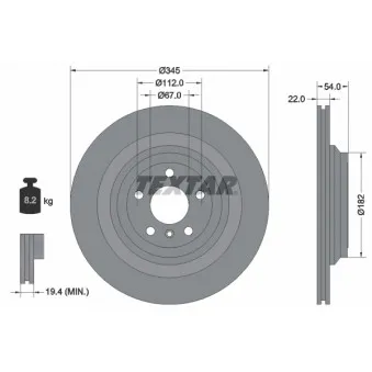 Jeu de 2 disques de frein arrière TEXTAR 92284003