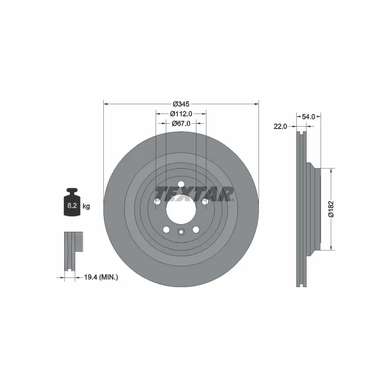 Jeu de 2 disques de frein arrière TEXTAR 92284003