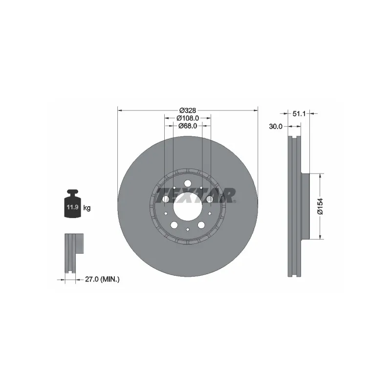 Jeu de 2 disques de frein avant TEXTAR 92284105