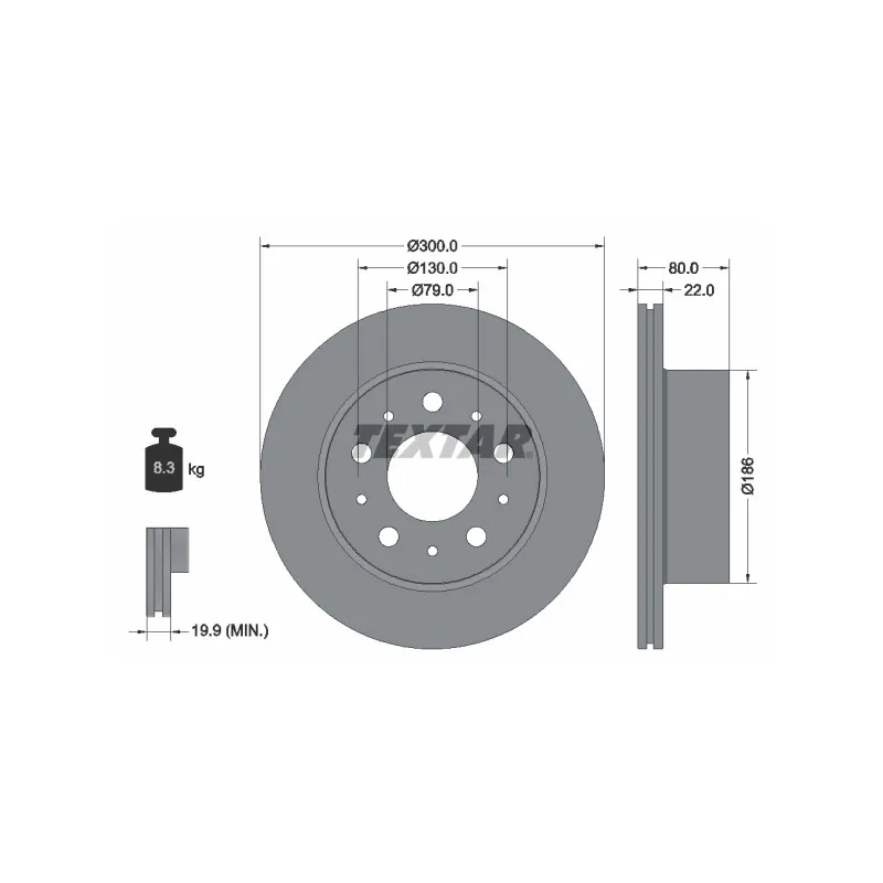 Jeu de 2 disques de frein arrière TEXTAR 92284303