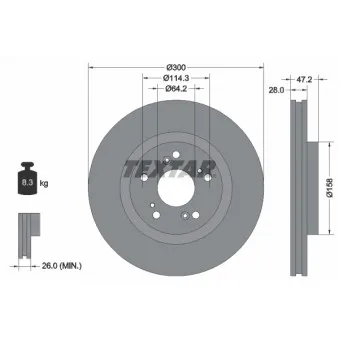 Jeu de 2 disques de frein avant TEXTAR 92284603