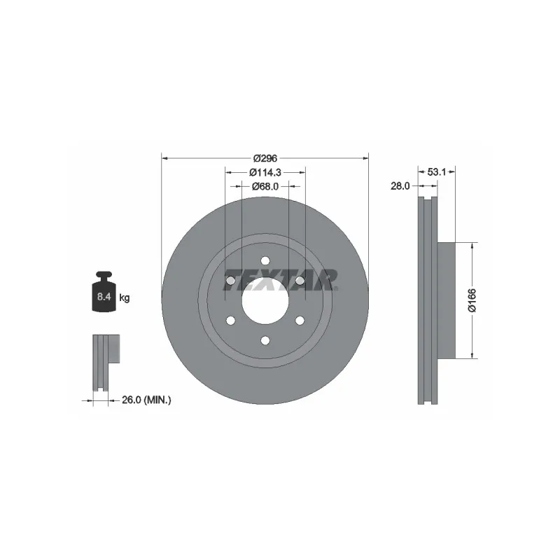 Jeu de 2 disques de frein avant TEXTAR 92285803