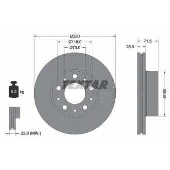 Jeu de 2 disques de frein avant TEXTAR 92286103