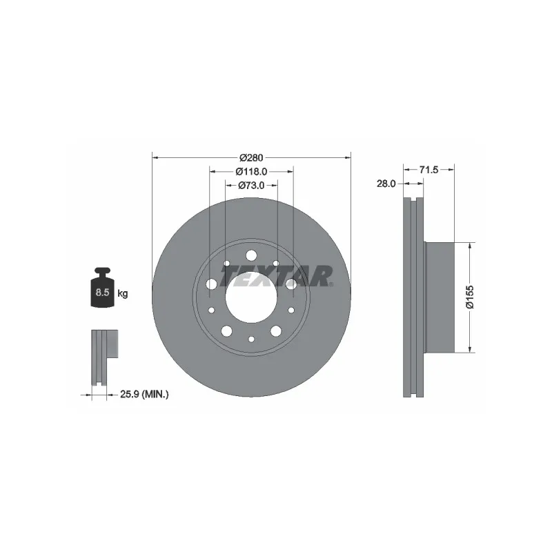 Jeu de 2 disques de frein avant TEXTAR 92286103