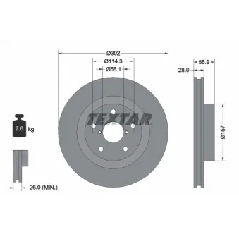 Jeu de 2 disques de frein avant TEXTAR 92286203