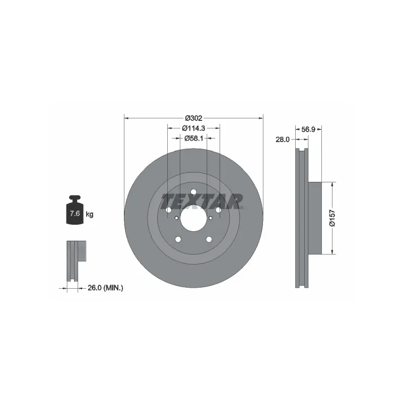 Jeu de 2 disques de frein avant TEXTAR 92286203