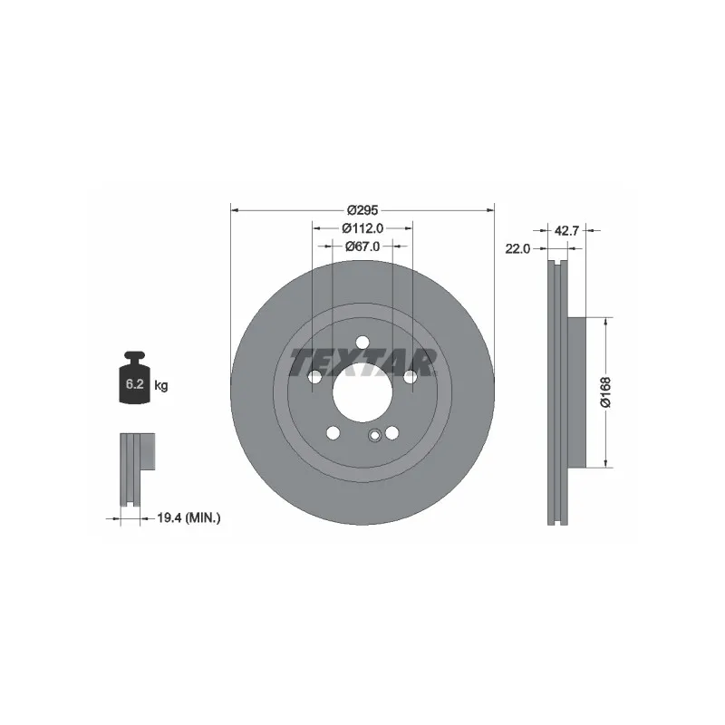 Jeu de 2 disques de frein arrière TEXTAR 92286903