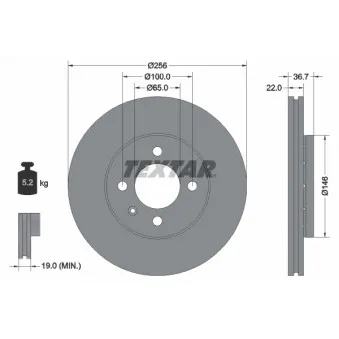 Jeu de 2 disques de frein avant TEXTAR 92287003