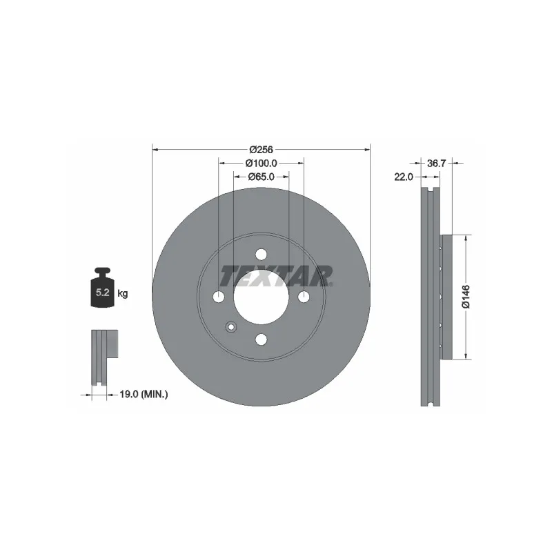 Jeu de 2 disques de frein avant TEXTAR 92287003