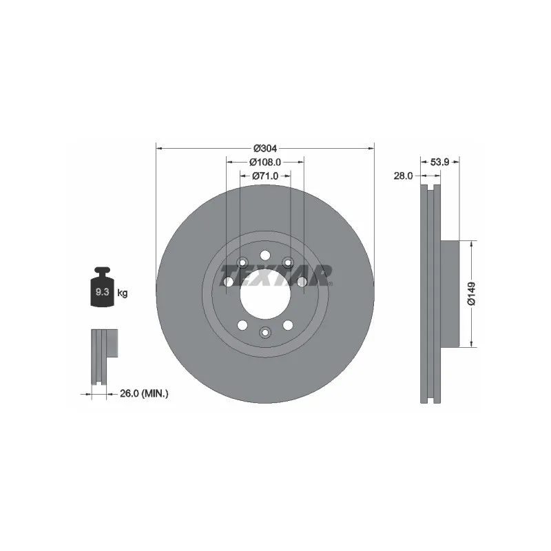Jeu de 2 disques de frein avant TEXTAR 92287203