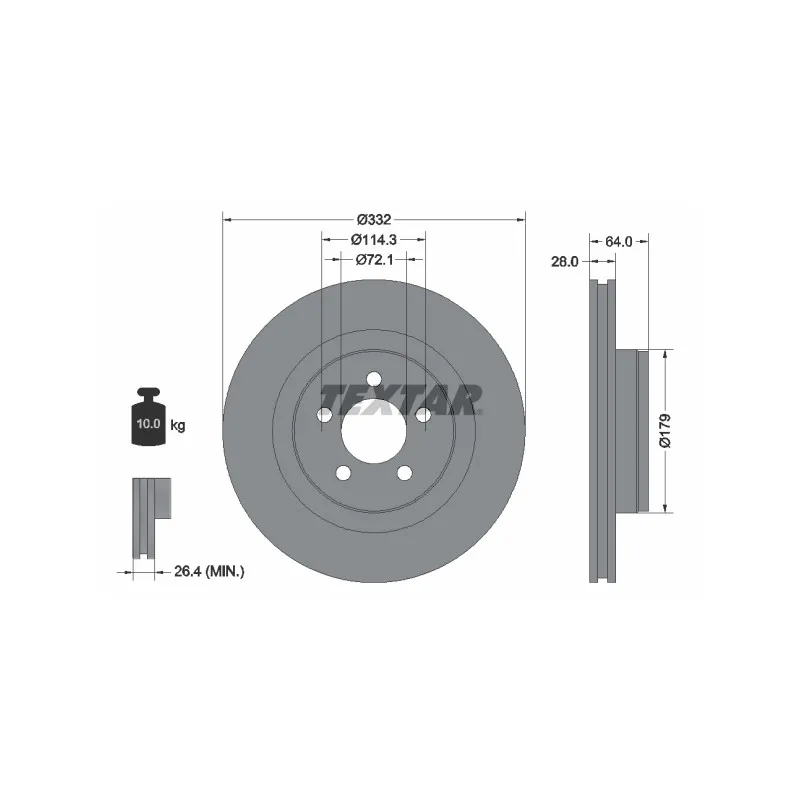 Jeu de 2 disques de frein avant TEXTAR 92287303