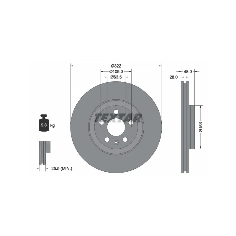Jeu de 2 disques de frein avant TEXTAR 92287405