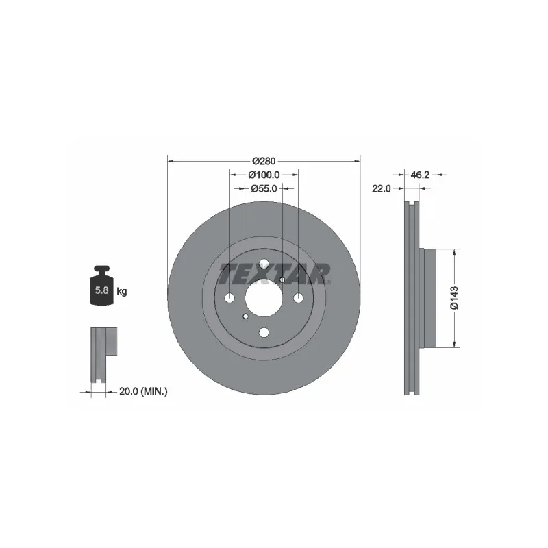 Jeu de 2 disques de frein avant TEXTAR 92287603