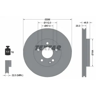 Jeu de 2 disques de frein avant TEXTAR 92287705