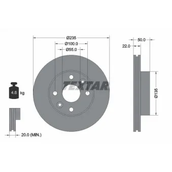 Jeu de 2 disques de frein avant TEXTAR 92288203