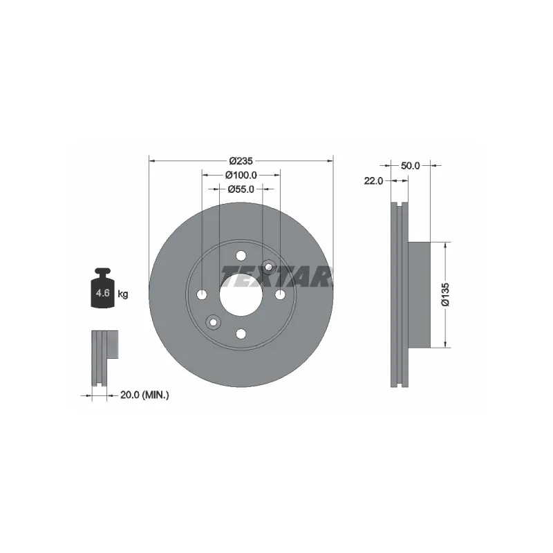 Jeu de 2 disques de frein avant TEXTAR 92288203