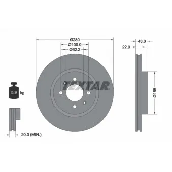 Jeu de 2 disques de frein avant TEXTAR 92288303
