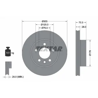 Jeu de 2 disques de frein avant TEXTAR 92288403