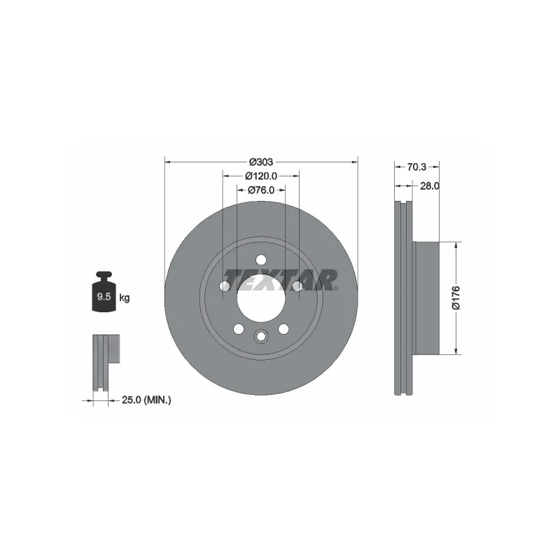 Jeu de 2 disques de frein avant TEXTAR 92288403