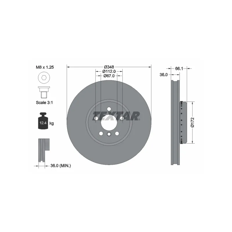 Disque de frein avant gauche TEXTAR 92288825