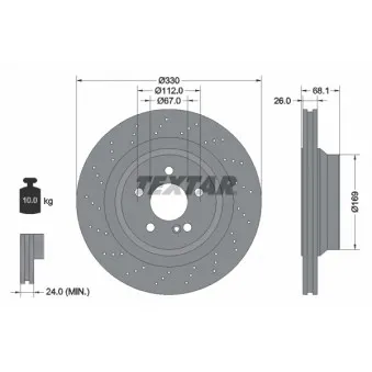 Jeu de 2 disques de frein arrière TEXTAR 92289603