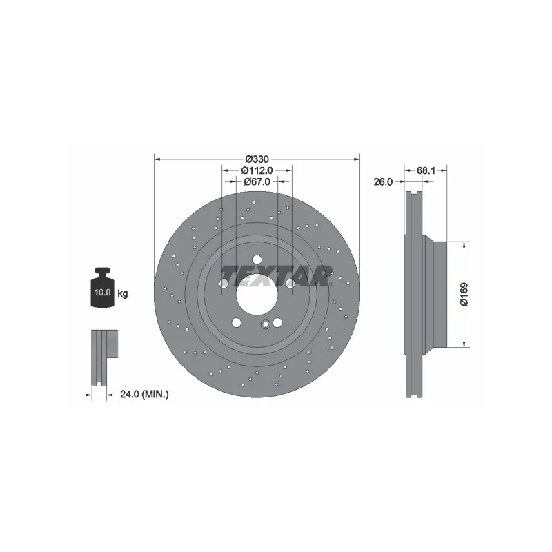 Jeu de 2 disques de frein arrière TEXTAR 92289603