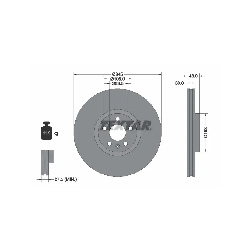 Jeu de 2 disques de frein avant TEXTAR 92289805