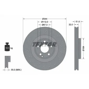 Jeu de 2 disques de frein avant TEXTAR 92289905