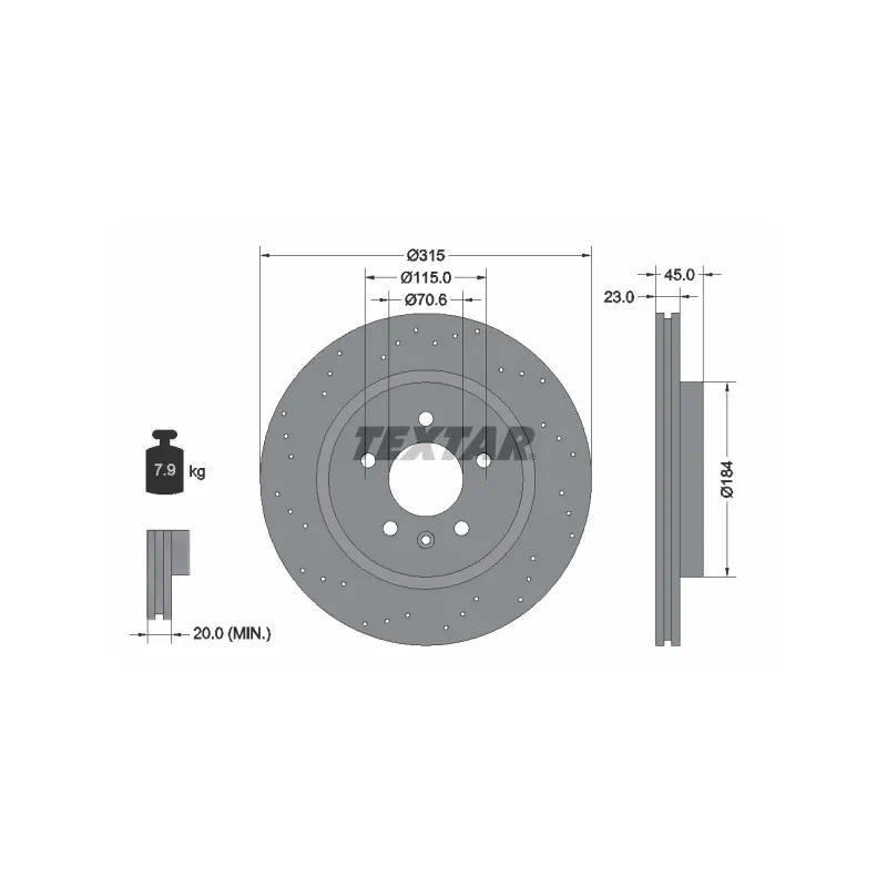 Jeu de 2 disques de frein arrière TEXTAR 92290003